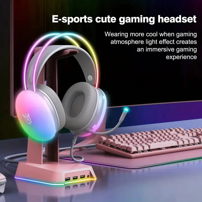 Wired RGB Gaming Headset with Microphone and Surround Sound