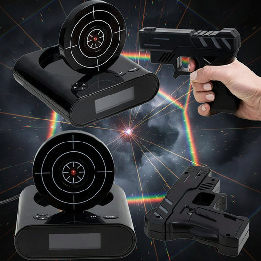 Digital Gun Alarm Clock with Target Laser Shooting