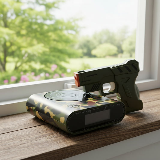 Digital Gun Alarm Clock with Target Laser Shooting
