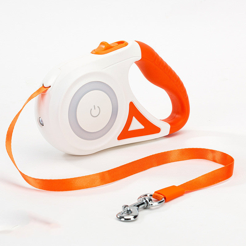 Retractable Leash And Dog Collar with Spotlight Pet Dog/Cat Traction Rope