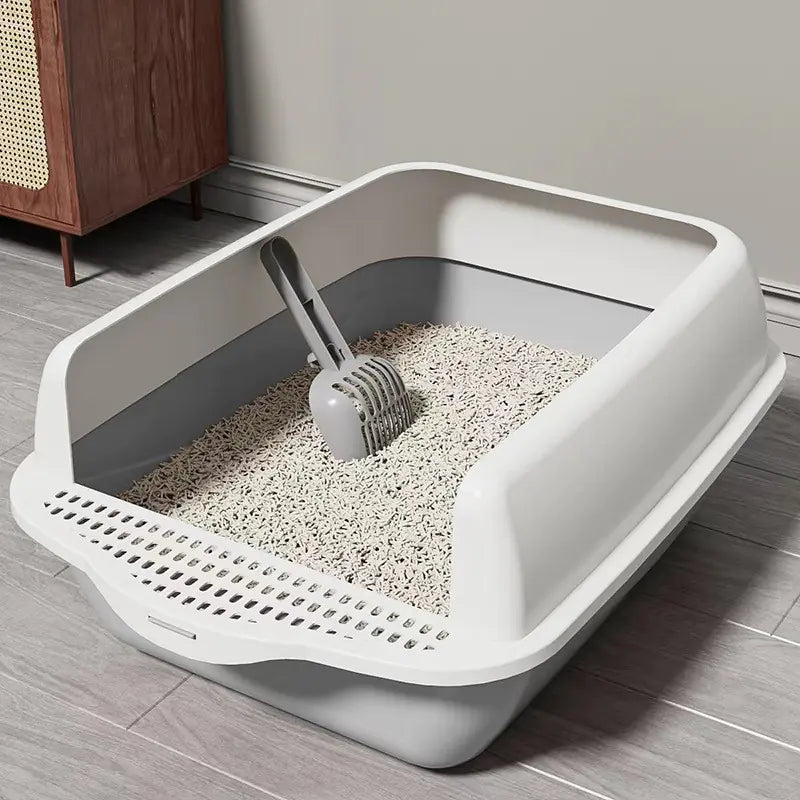 Large Semi-Enclosed Cat Litter Box with Removable Parts