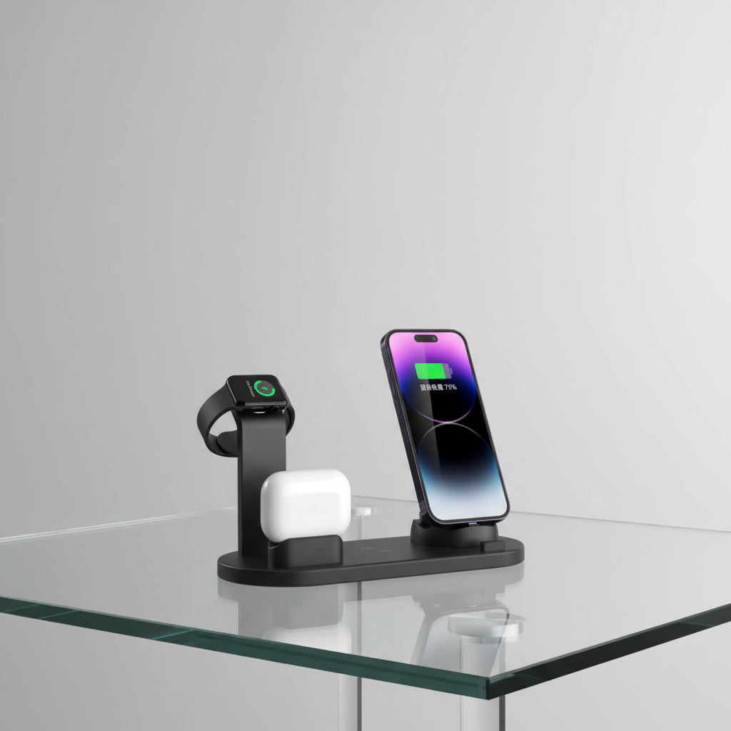 4-in-1 Wireless Charger for Phones, Earbuds, Watches 15W