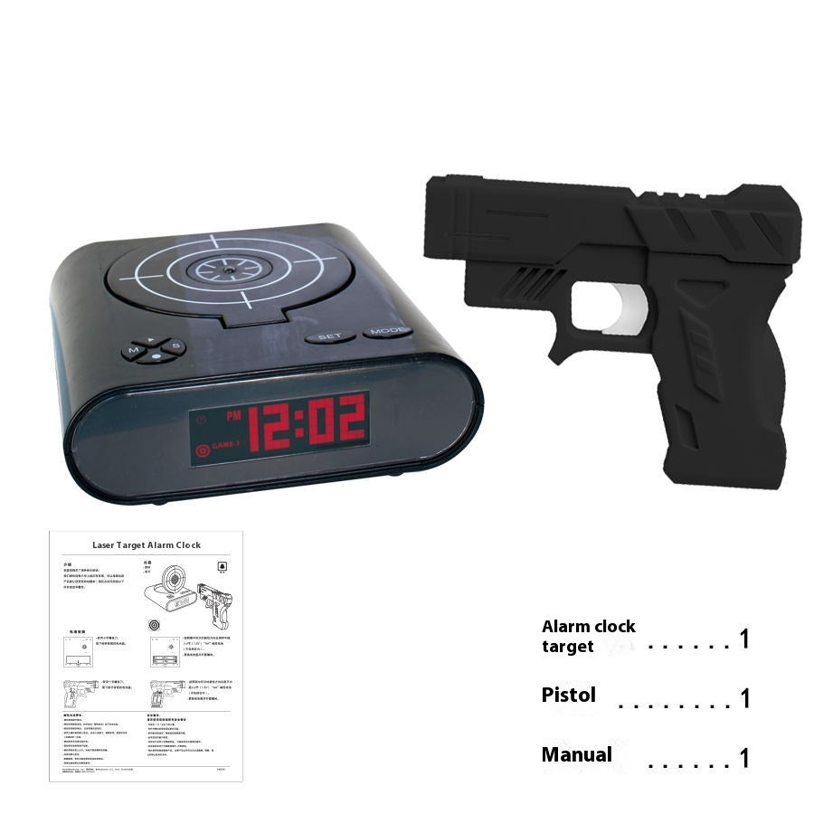 Digital Gun Alarm Clock with Target Laser Shooting