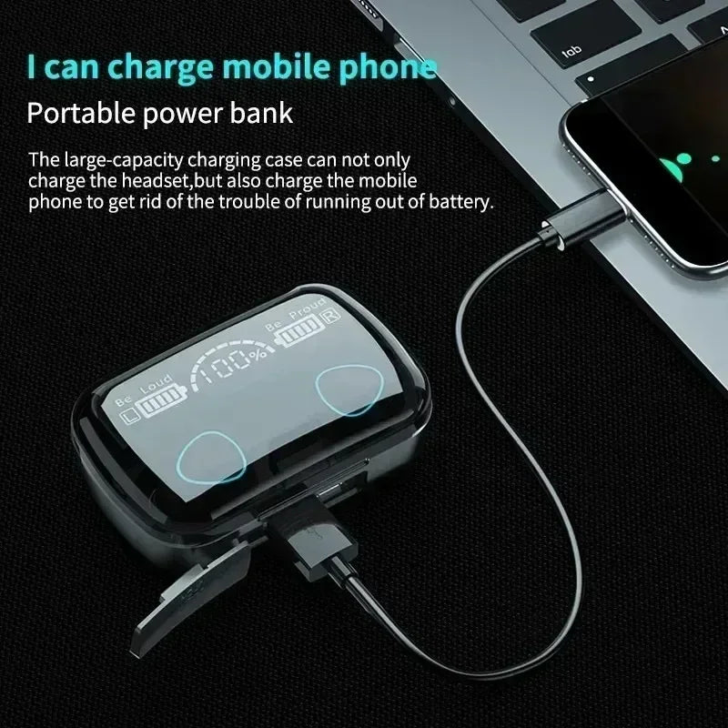 Noise Cancelling Bluetooth Earphones TWS Large Screen Intelligent Digital Display Power Bank