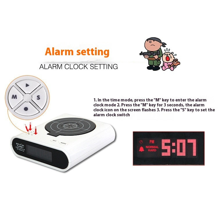 Digital Gun Alarm Clock with Target Laser Shooting