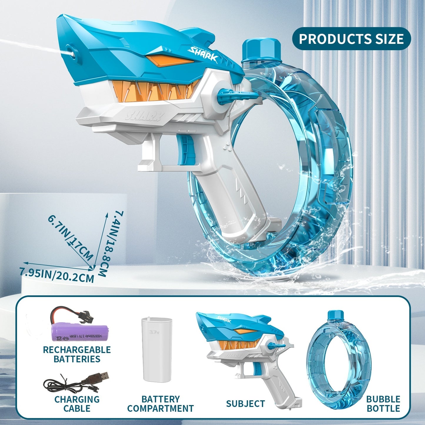 New Shark Electric Water Gun Toys Fully Automatic Continuous Fire Large Capacity Beach Summer Children's Water Playing Toys