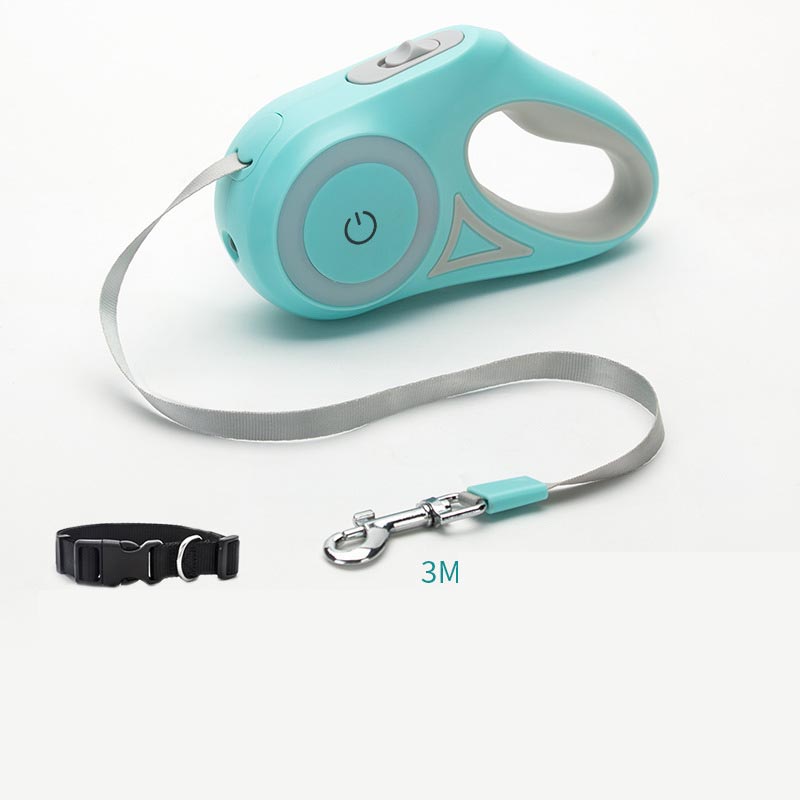 Retractable Leash And Dog Collar with Spotlight Pet Dog/Cat Traction Rope