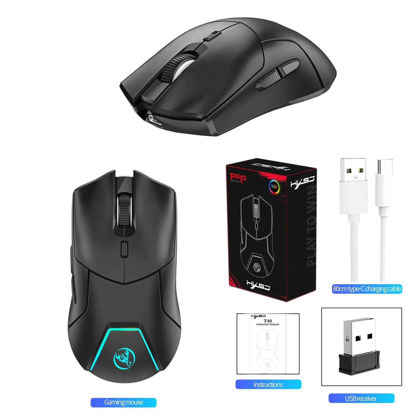 HXSJ 2.4G Wireless Gaming Mouse with 4000DPI