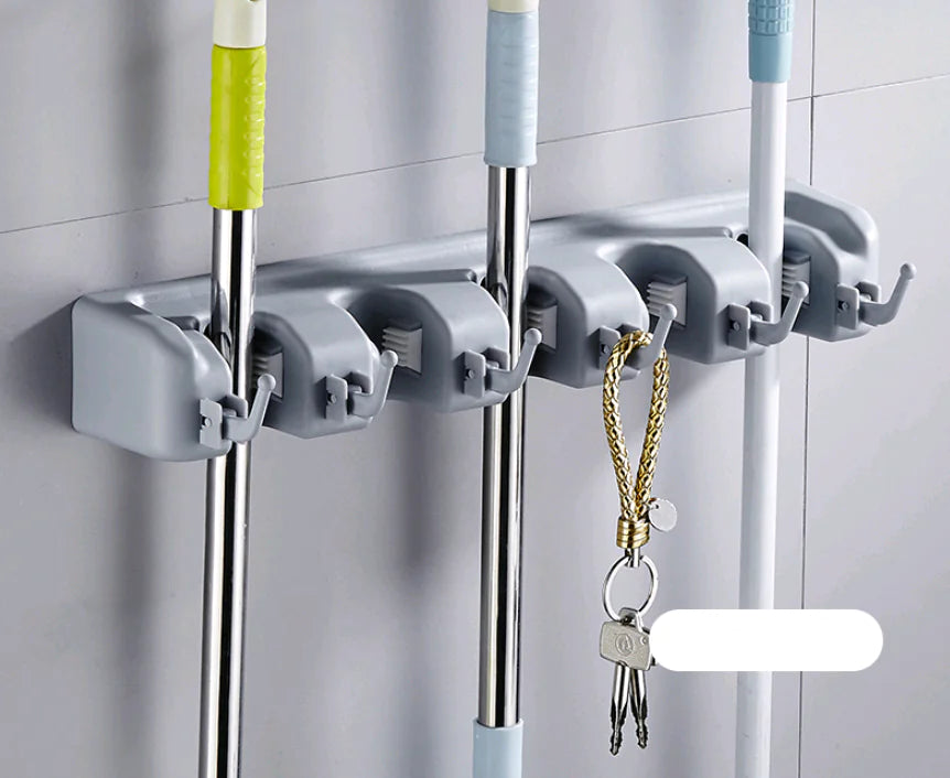 Multifunctional Mop Hook and Holder for Bathroom Door