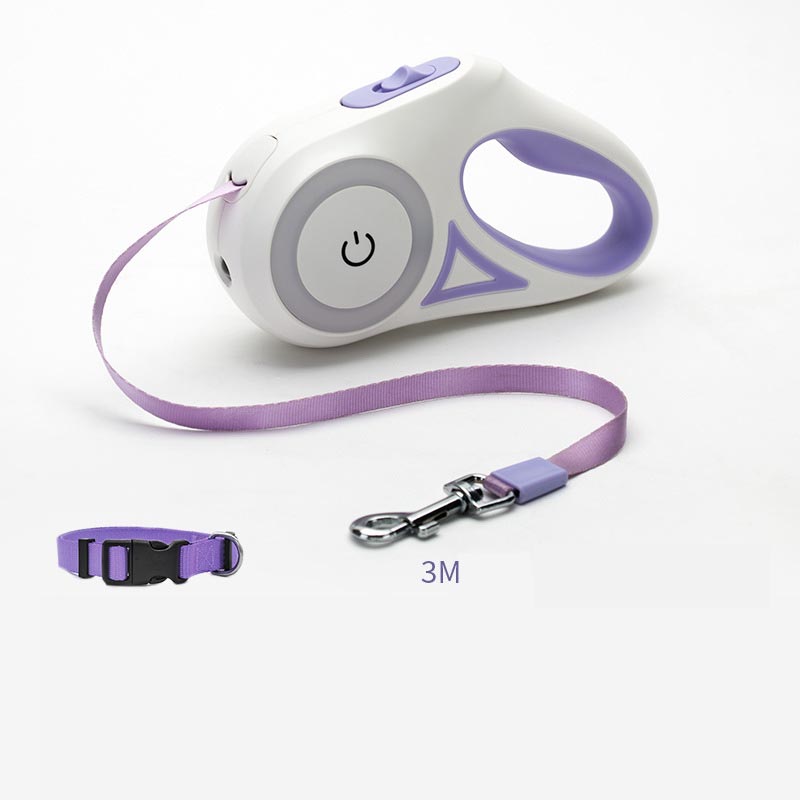 Retractable Leash And Dog Collar with Spotlight Pet Dog/Cat Traction Rope