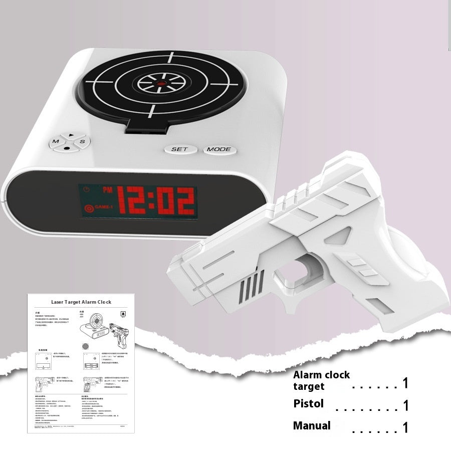 Digital Gun Alarm Clock with Target Laser Shooting