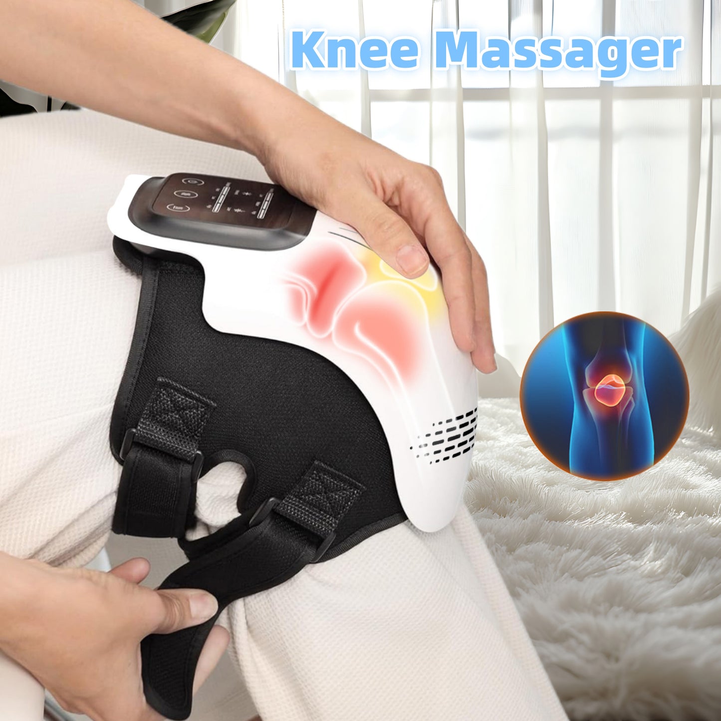 Electric Intelligent Kneading Heating Knee Massager Rechargeable Pain Relief Infrared Laser Vibration