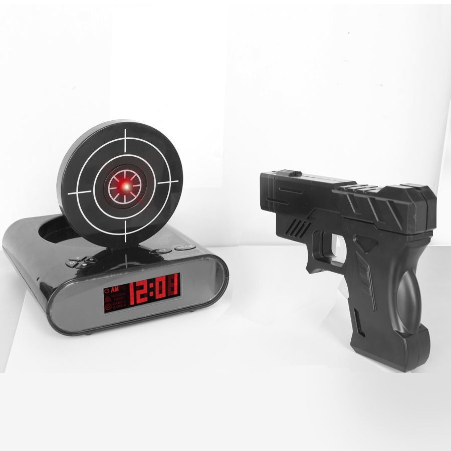 Digital Gun Alarm Clock with Target Laser Shooting
