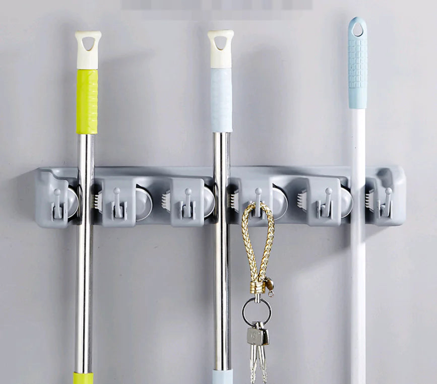 Multifunctional Mop Hook and Holder for Bathroom Door