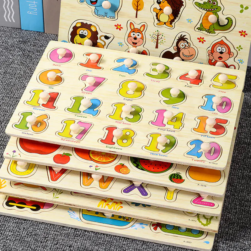Mushroom Puzzle Board for Kids - Montessori Wooden Toy