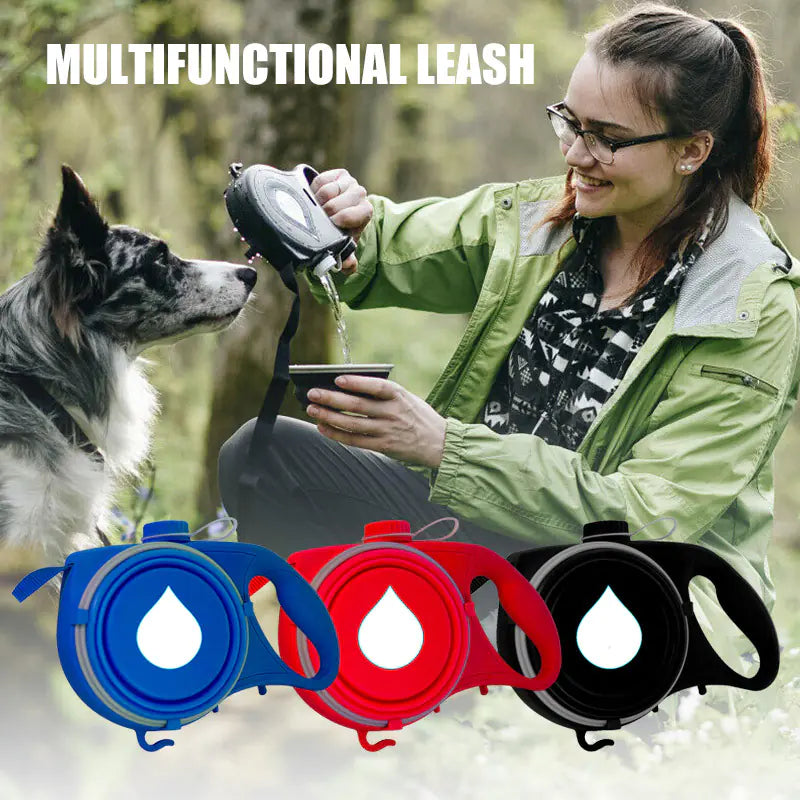 Retractable Pet Leash with Water Bottle