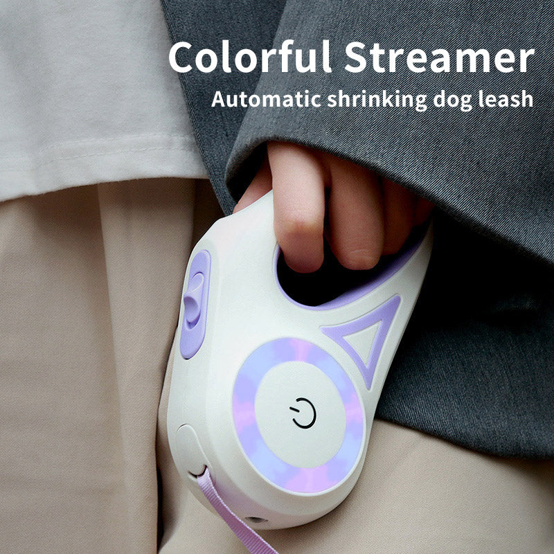 Retractable Leash And Dog Collar with Spotlight Pet Dog/Cat Traction Rope