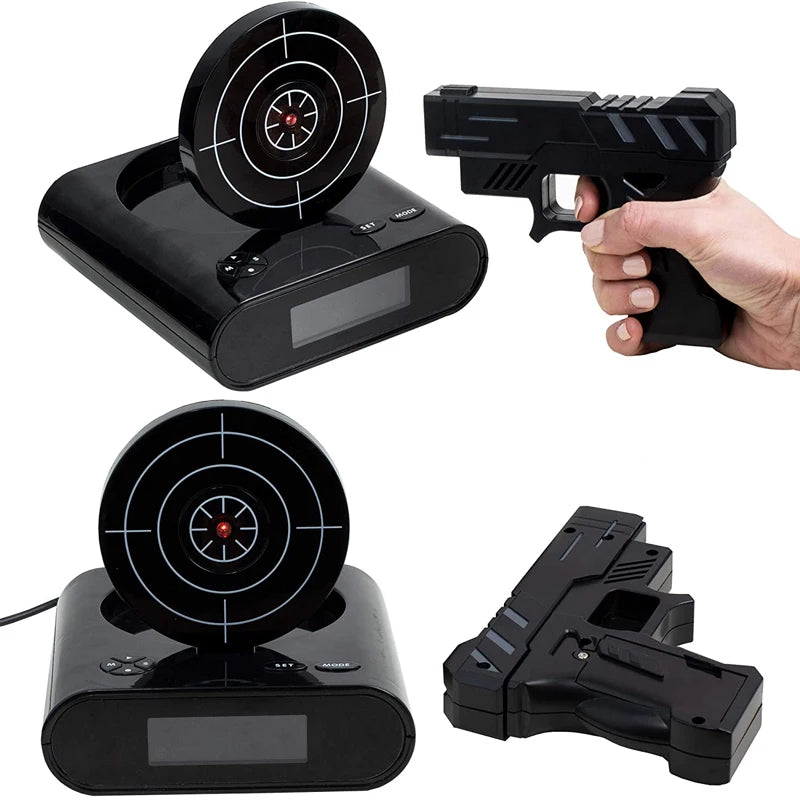 Digital Gun Alarm Clock with Target Laser Shooting