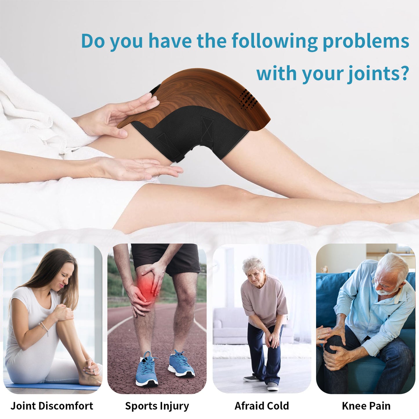 Electric Intelligent Kneading Heating Knee Massager Rechargeable Pain Relief Infrared Laser Vibration