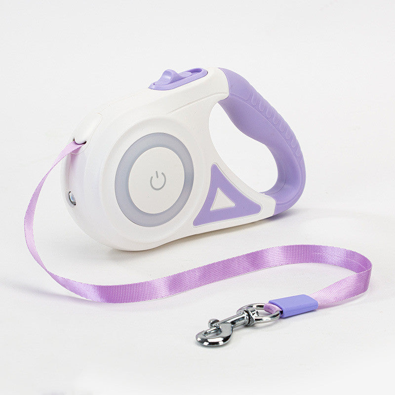 Retractable Leash And Dog Collar with Spotlight Pet Dog/Cat Traction Rope