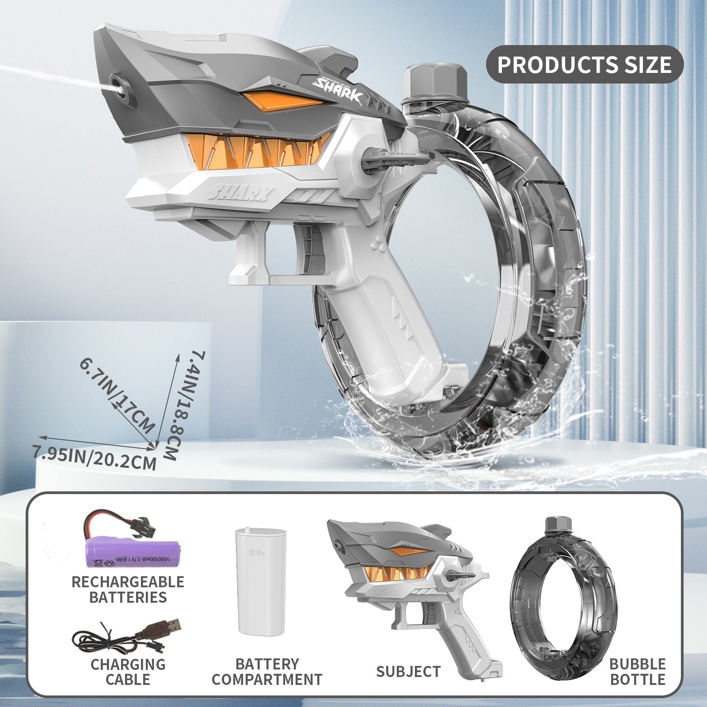 New Shark Electric Water Gun Toys Fully Automatic Continuous Fire Large Capacity Beach Summer Children's Water Playing Toys