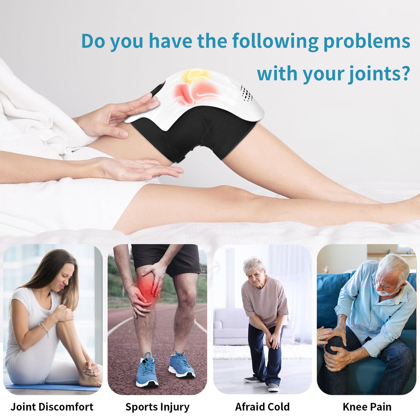 Electric Intelligent Kneading Heating Knee Massager Rechargeable Pain Relief Infrared Laser Vibration