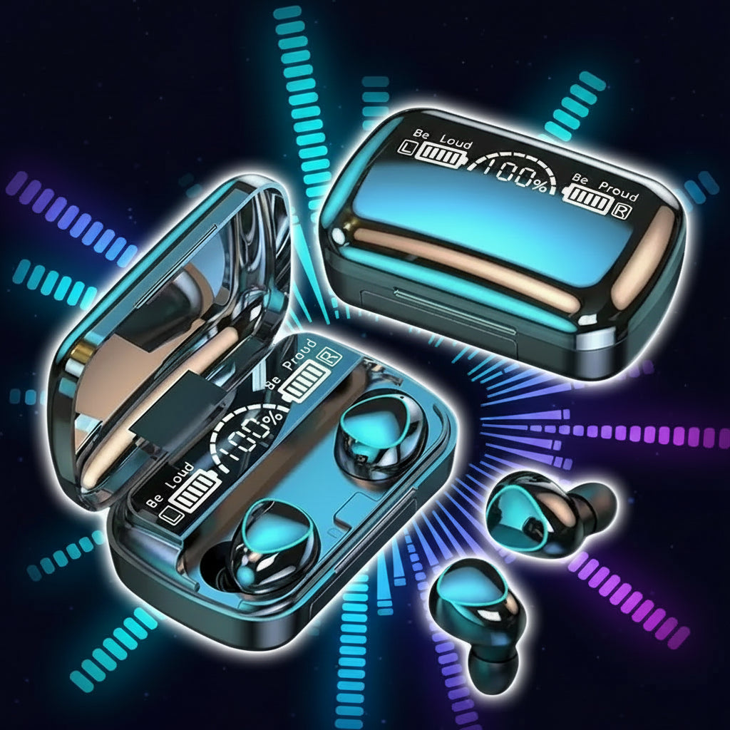 Noise Cancelling Bluetooth Earphones TWS Large Screen Intelligent Digital Display Power Bank