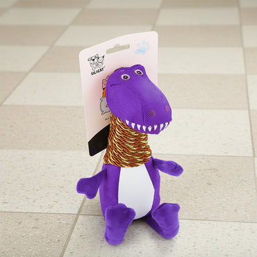 Plush Dinosaur Dog Toy with Sound and Chew Features